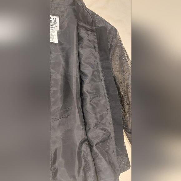 R&M Richards Elegant Black Blouse with Sheer Sleeves - Picture 10 of 12